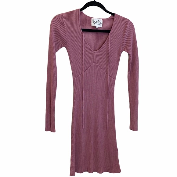 For Love & Lemons Knitz Delancey Dress Pink Rose XS - Picture 9 of 11